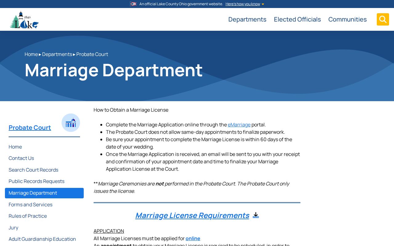 Willoughby residents directory Lake County Probate marriage records