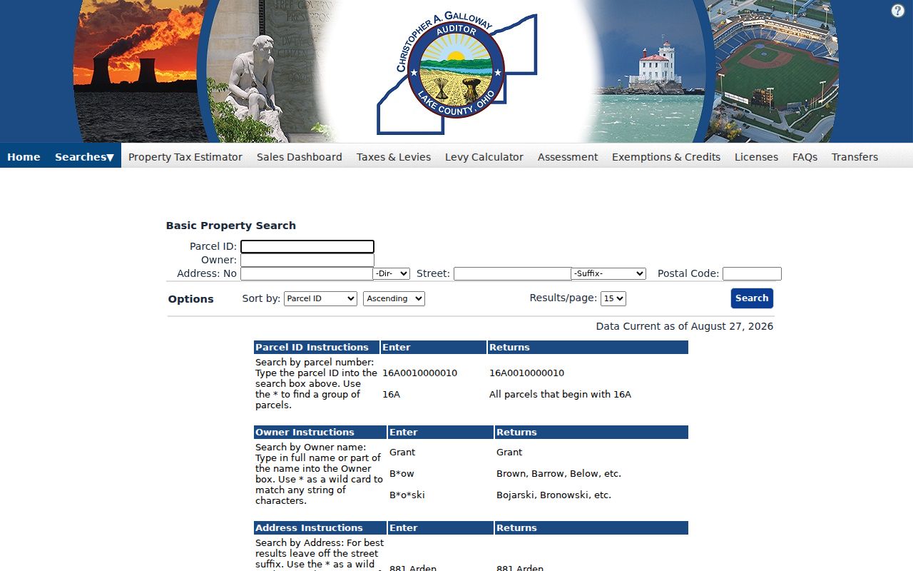 Willoughby residents directory Lake County Auditor property search