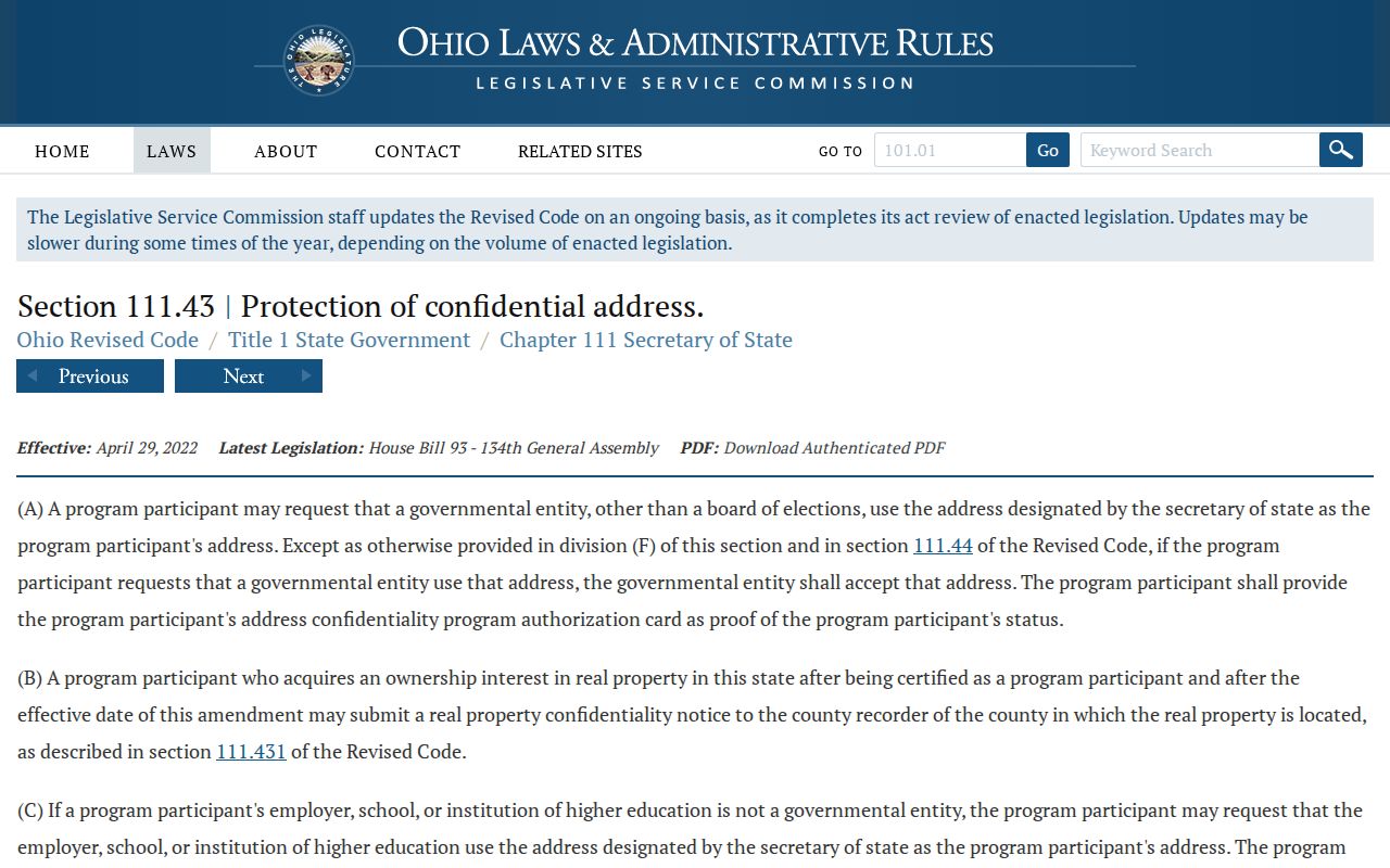 Willoughby neighbors privacy limit under Ohio Safe at Home